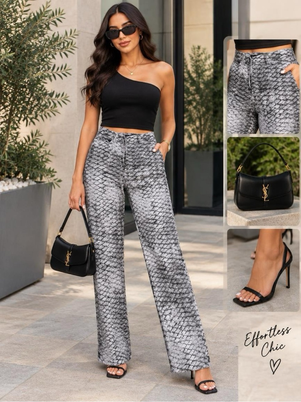 Balboa Chic Women's Wide-Leg snake Printed Pants -Sz M stretchy